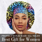 Luxurious Women's Satin Sleep Bonnet All-Over Leopard Print Nightcap for Hair Care And Fashion Style