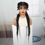 Twist Braided Wigs Synthetic Lace Front Handmade Knotelss Braided Lace Wigs Natural Braidis Wigs with Baby Hair for Black Women
