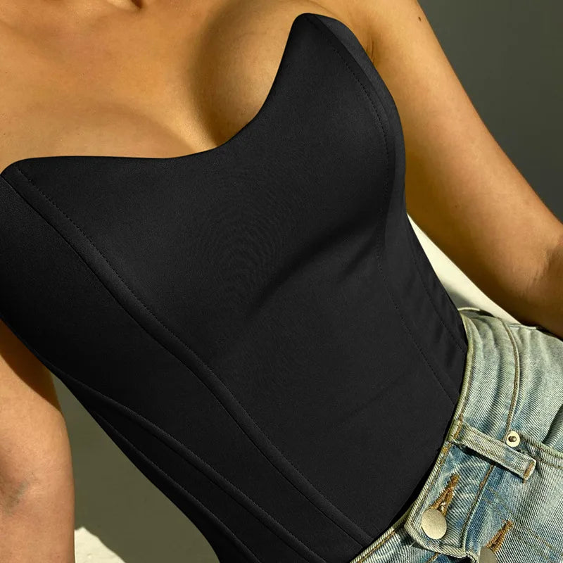 Sexy Women Tube Tops Solid Sleeveless Slim Skinny Corset Cropped Top 2026 Summer Casual Elegant Female Strapless Vest