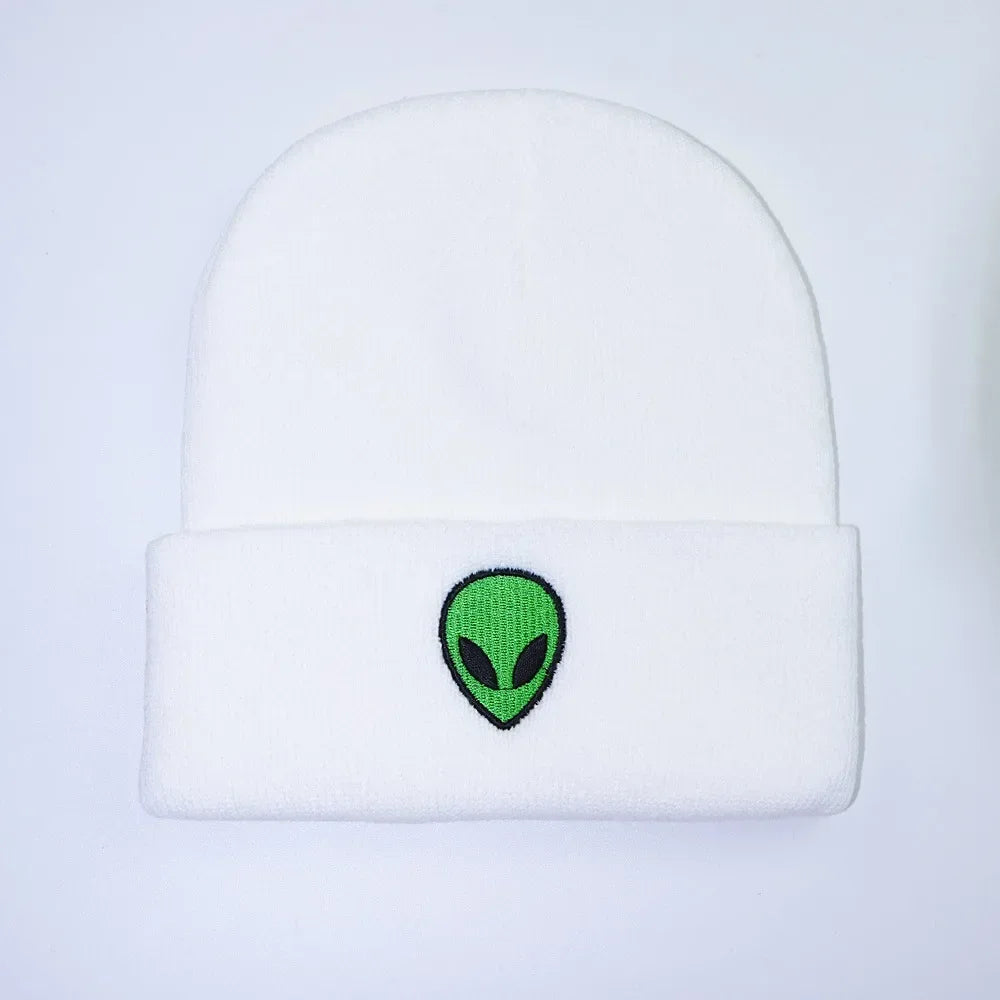 Knitted Beanies Hats Lovely Alien Ghost Skull Embroidery Cap for Autumn Winter Men Cap Warm Melon Cap Street Head Women Gifts