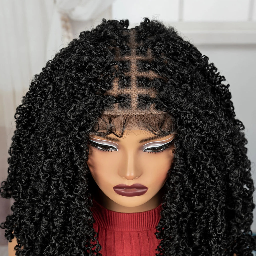 Thick Braided Wigs Synthetic Full Lace Knotless Box Braided Lace Wigs Lace Frontal Natural Braids Wigs for Black Women
