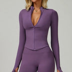 New Women Seamless Zipper Jacket Yoga Long Sleeved Gym Top Yoga Push Up Jacket Fitness Running Workout Sport Coat Women's Shirts