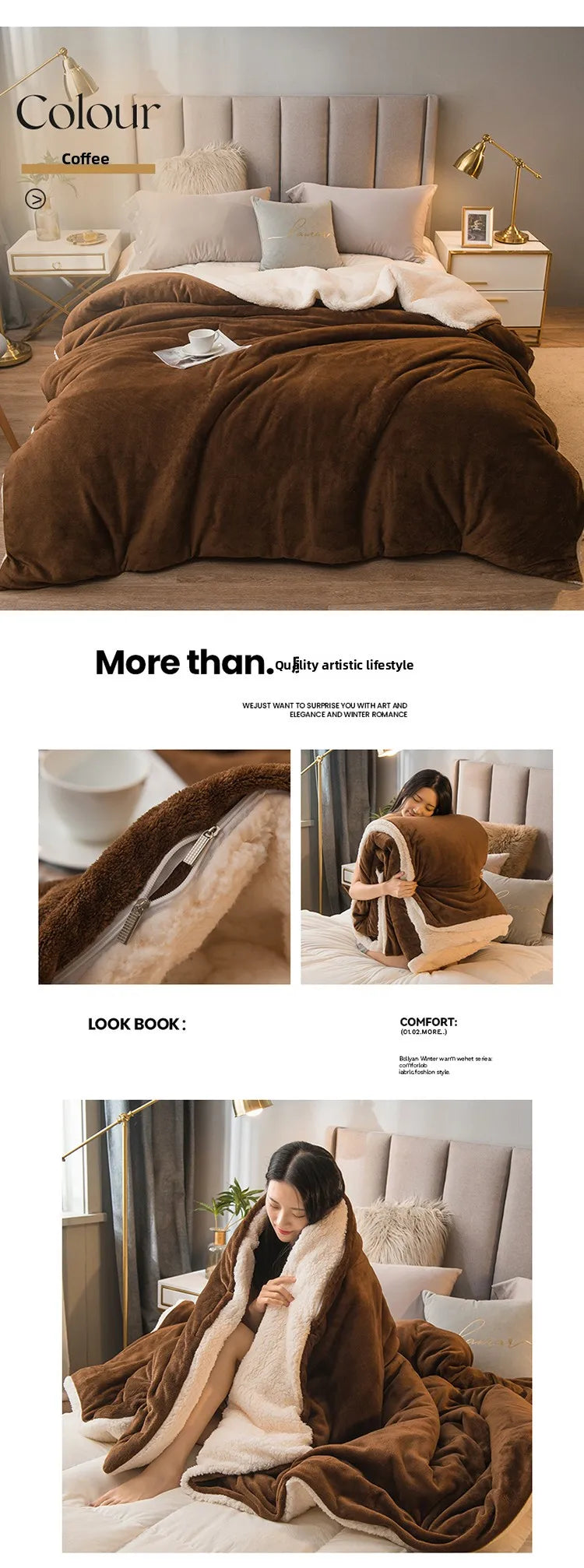 Solid Color Thickening Lamb Wool Multifunctional Duvet Blanket Bed Cover Bedspread on The Bed Keep Warm Winter Bed Blankets