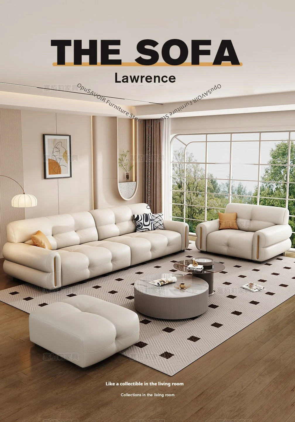 Italian Minimalist Sofa Modern Luxury Living Room Couch Straight Sofa Set Persons Genuine Leather Upholstered Furniture JT40