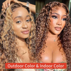 Glueless Pre Plucked Lace Front Human Hair Wigs 30 Inch 13x6 HD Ombre Highlight 4 27 Honey Blonde Deep Wave 250 Density Bouncy Hair For All Occasions