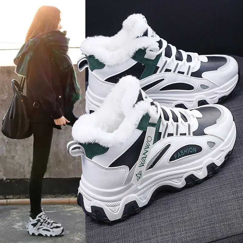 Women's Casual Sneakers Non Slip Comfortable Sports Shoes Women Winter Outdoor Vulcanized Shoes Woman Fleece Walking Trainers Main image