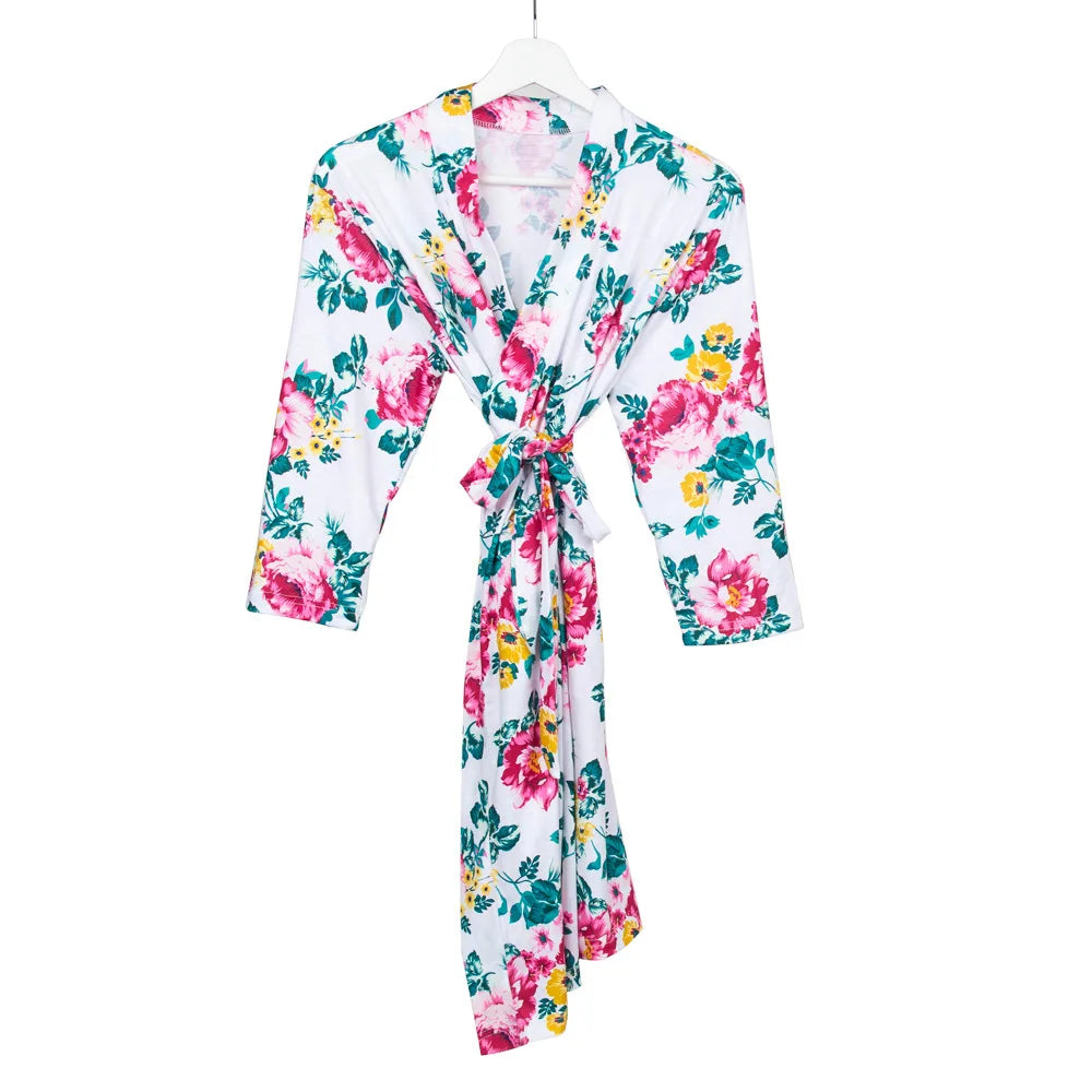 Maternity Robe,Matching Swaddle Set ,Mommy and Me Set, Floral Hospital Robe Bag,Baby Shower Gift,Mama Robe,Baby Girl Blanket