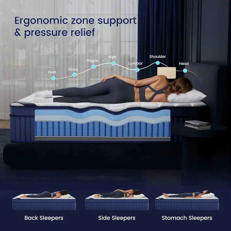 XL Mattresses, 12 Inch Twin XL Mattress in a Box, Medium Pocket Spring and Gel Memory Foam Hybrid Mattress for Superior Comfort