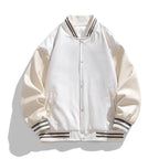 American Retro Suede Baseball Jacket Men's Spring Autumn Casual Leather Sleeve Outerwear JK819 Public Version Couple's Style