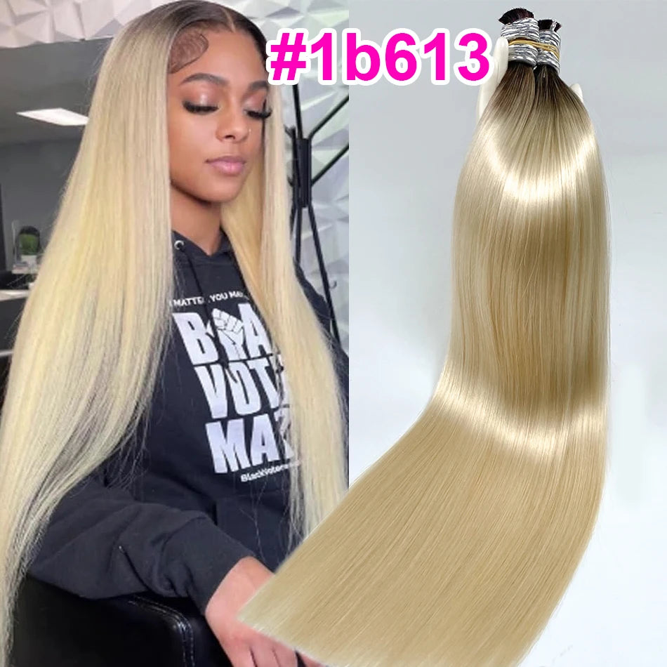 Ombre Straight Bulk Braiding Hair 100% Brazilian Virgin Remy Human Hair Extensions 613 Blonde Color Natural Hair Piece