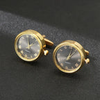 Luxury Cufflinks Watch Rotatable Electronic Functional Buckle Business Mens Cufflinks Gold Slivery Mechanical Watch Cuff Links