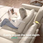 Oversized PU Leather Sectional Sofa Adjustable Backrest 31.5" Seat Depth Semi-Reclining Sleeper Chaise 91" 2 Seat, Customized