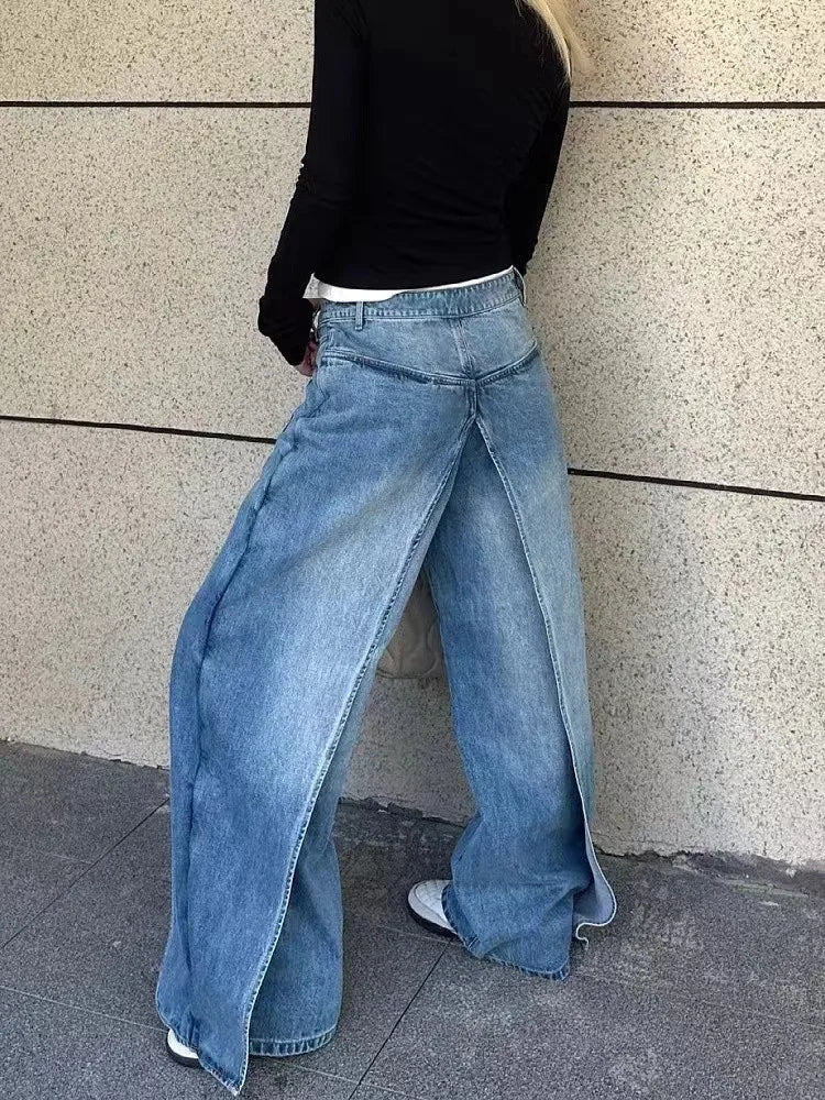 Trashy Y2K Style New Rock Hip Hop Baggy Wide Leg Jeans Pants Women 90S Clothes Vintage Straight Lady Denim Trousers Ropa Mujer