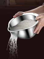 Rice Washer Strainer Bowl Stainless SteelRice Washing Bowl Rice Sieve Colander Fruit And Vegetable Strainer Kitchen Tools