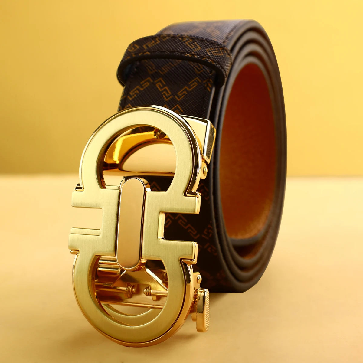 Men's Belt with Alloy Automatic Buckle for Jeans Business Pants Accessory Perfect Gift for Husband Father