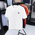 Summer Luxury 100%cotton Man Short-Sleeved T-Shirt Round Neck Delicate Embroidery Absorb Sweat Ventilate Leisure Men's Clothing