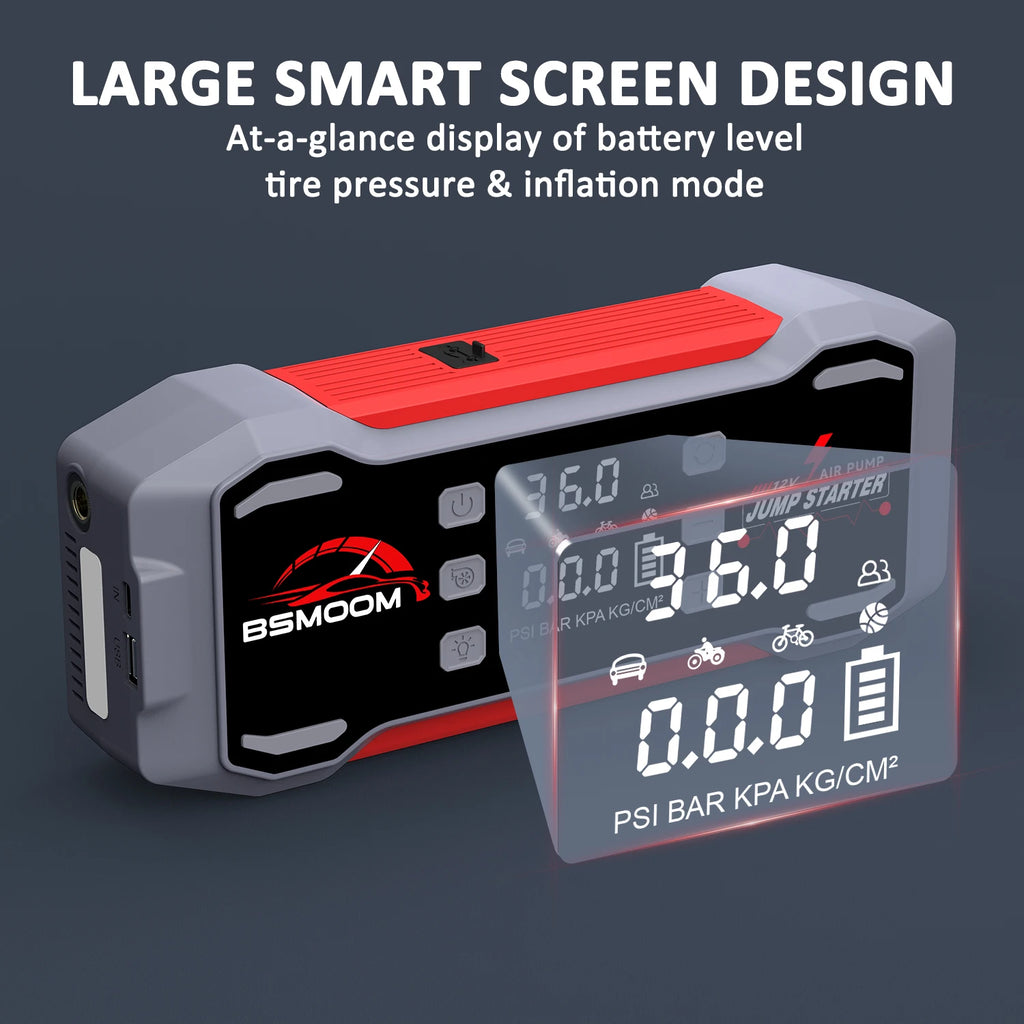 Car Jump Starter With Air Compressor Jump Starter Power Bank Portable Battery Starter 150PSI Air Pump With LED Light