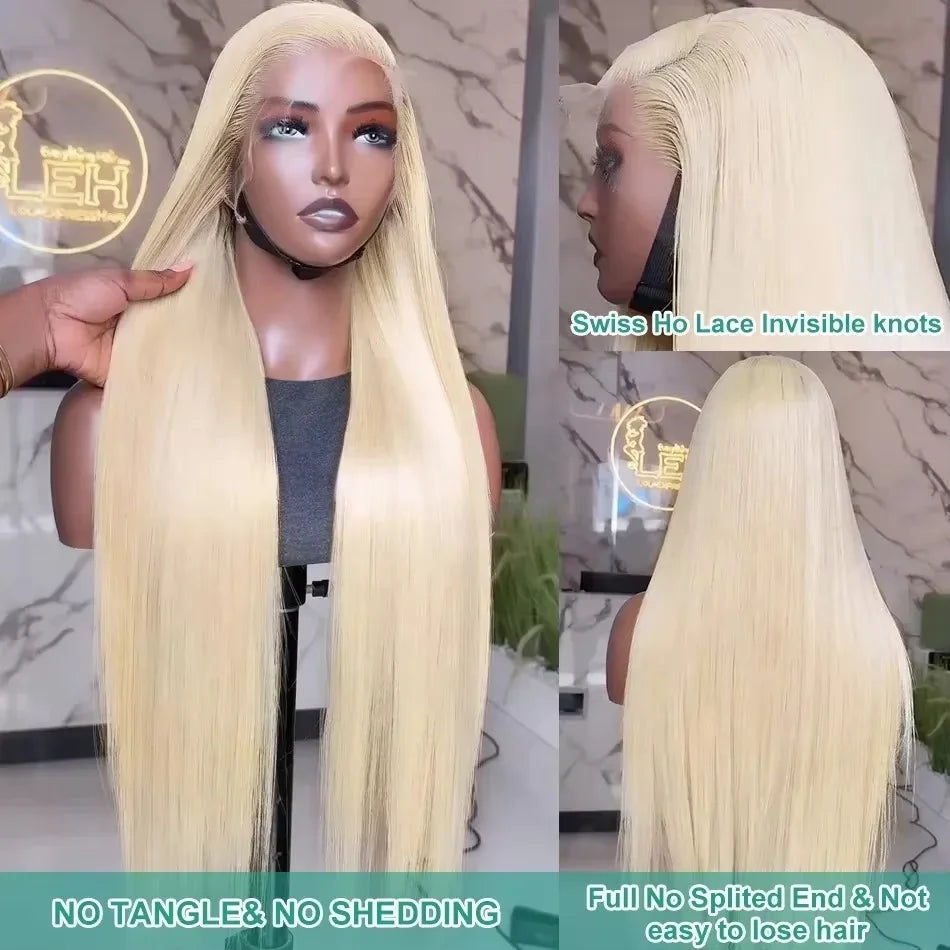 613 HD Transparent Lace Frontal Wig 13x6 Blonde Bone Straight 100% Human Hair Wigs Pre Plucked High Density Brazilian Real Hair Secondary image