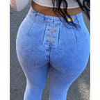 New 2025 & 2026 Stylish Tight Jeans Slim Fit High Waisted Peach buttocks Trousers Butt Lifting Pushed Up Denim Pants Women's Bottoms