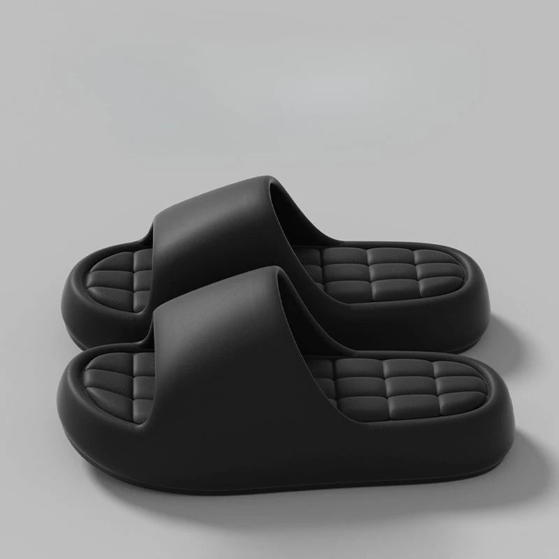 Unisex Bathroom Slippers Cloud Cushion Slides Summer Flat Sandals Thick Platform Shoes Man Indoor Non-Slip Couple Flip Flops