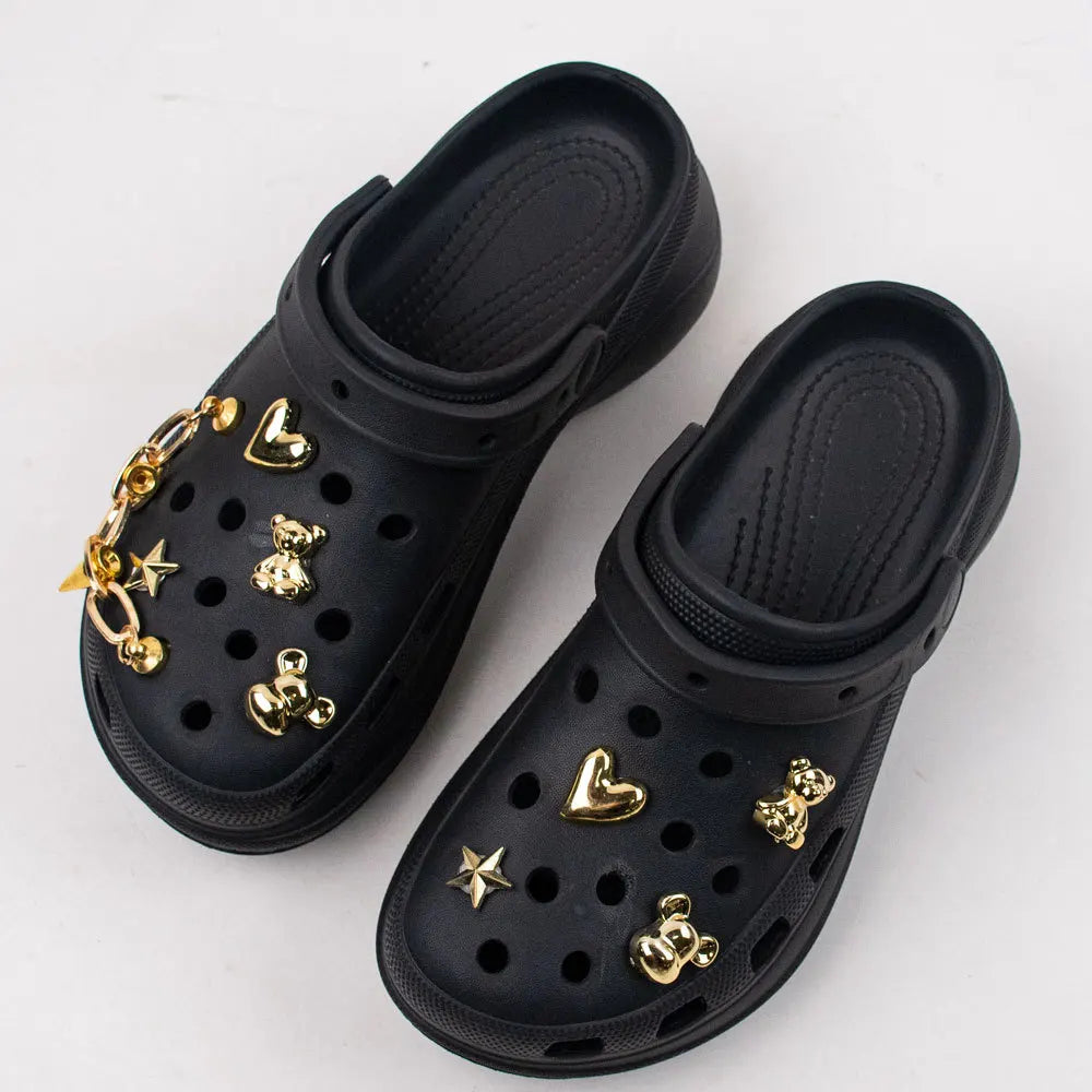 9PCS Summer Fashion Shoe Charms DIY Acrylic Butterfly Cartoon Bear Decoration Buckle for Clogs Shoe Charm Accessories