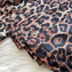 SINGREINY 2026 Newest Leopard 2pcs Suits Women Sexy Strap Tops+Elastic Waist Flared Pants American Ins Fashion Hotsweet Sets