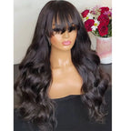 FUGANGXIU-12A Body Wave Human Hair Wig With Bang Full Machine Made Glueless Wear And Go Brazilian Virgin Hair Natural Color