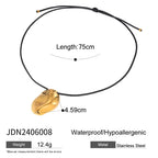 Youthway Trendy Stainless Steel Waterproof Irregular Geometric Metal Wax Rope Necklace Gold Silver For Women Jewelry Gift