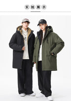 Winter new style cotton coat for men 2026 snap-closed hooded jacket neutral style mid-length workwear cotton coat for men
