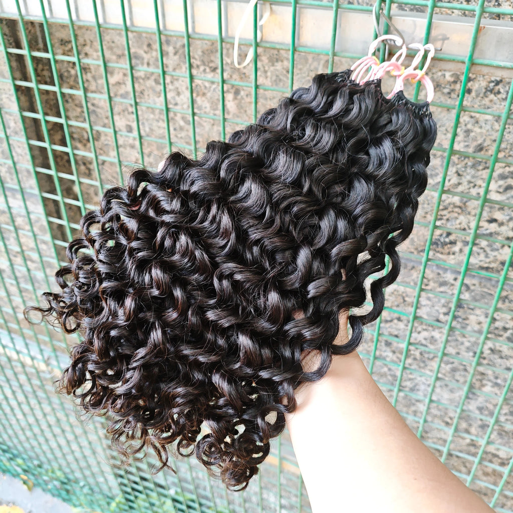 NABI Pre-Separated Crochet Human Hair Bundle Miracle Knots Braiding 14-18inch Water Wave Curly 100% Human Hair for Women