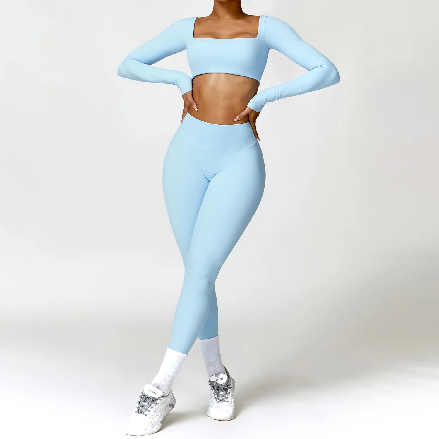 2-Piece Quick Dry Yoga Set – Long Sleeve Gym Outfit