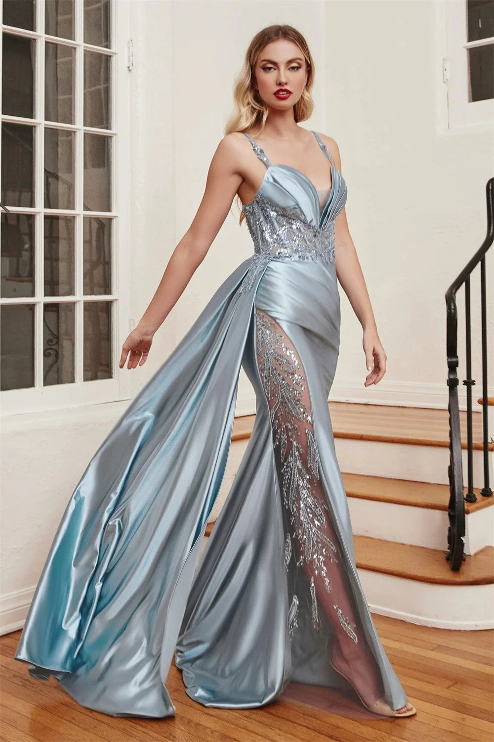 Mila Sweetheart Neck Mermaid Party Dresses Side High Split Satin Evening Dresses Sheath Backless Customized Prom Dresses 2026