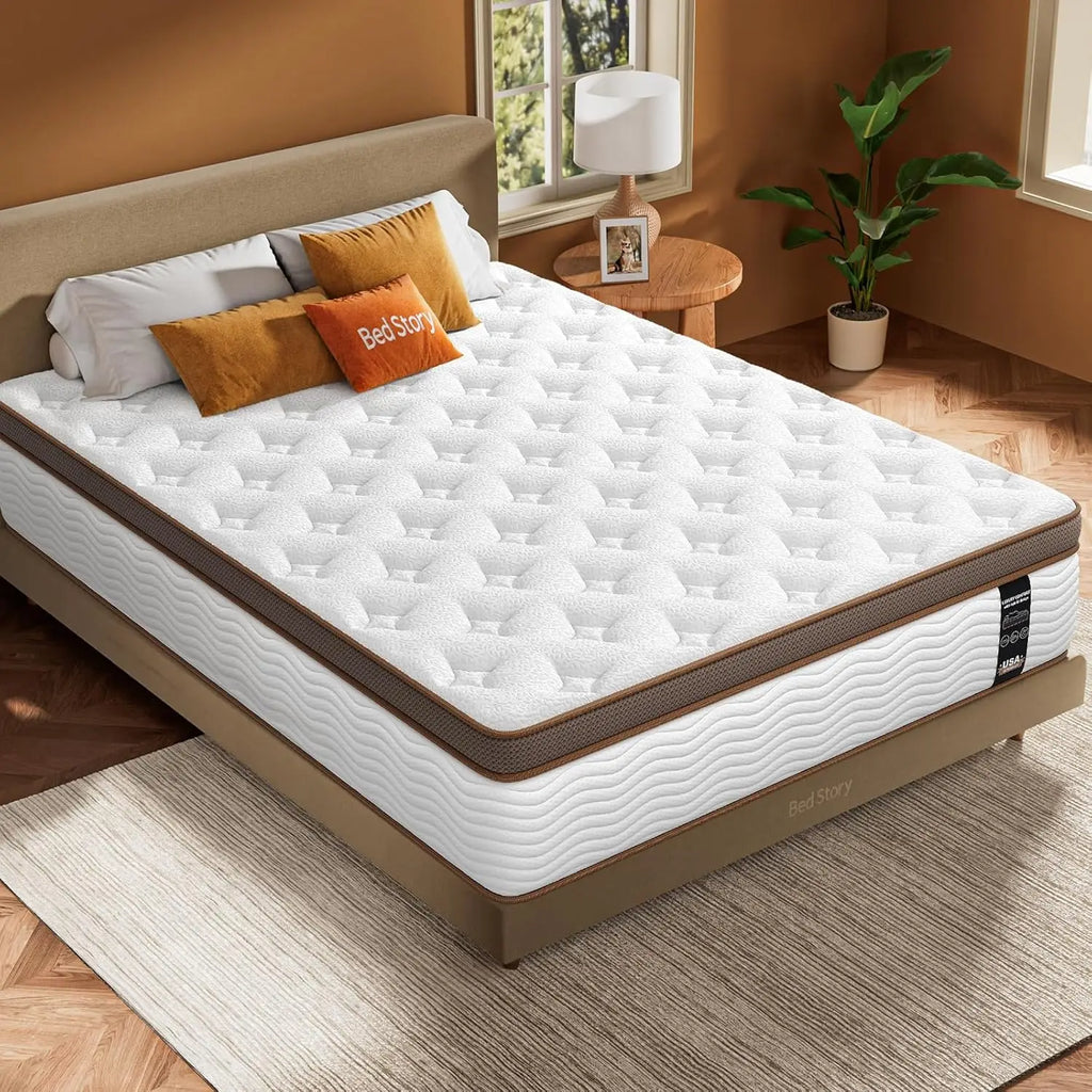 14 Inch Full Size Firm Mattress for Seniors Orthopedic Support Hybrid Pocket Springs Motion Isolation Fiberglass-Free