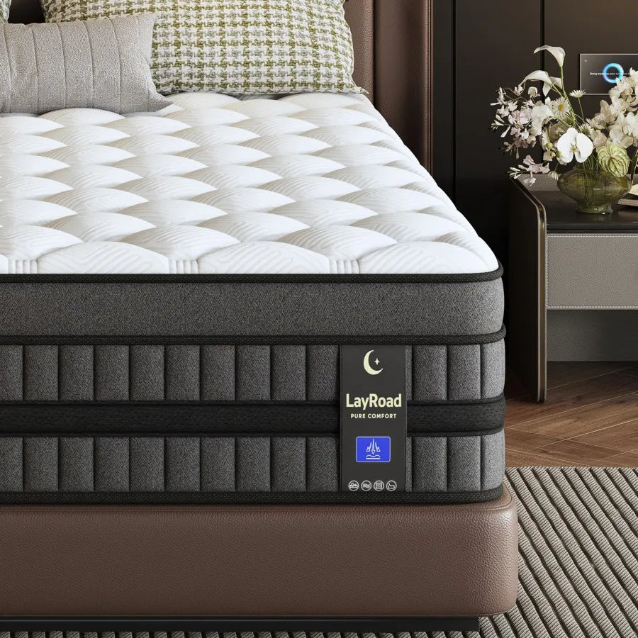 LayRoad 12-14IN Hybrid Mattress Medium Firmness Gel Memory Foam Spring Mattress Heat Dissipation Pressure Relief Boxed Secondary image