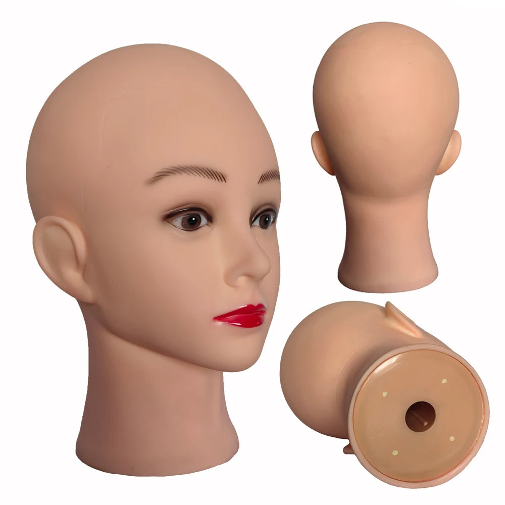 Professional Makeup Doll Head Bald Manikin Model For Making Wigs Styling Caps Hairdressing Hat Headwear Display Stand