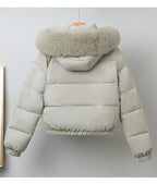 Winter Short Parkas Women's Cotton-padded Clothes Add Velvet Thicken Outerwear Fur Collar Removable Hooded Coats Warm Jackets