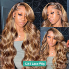 Highlight 13x6 Hd Lace Frontal Wig Human Hair Body Wave  Honey Blonde Brown Human Hair Wig P4/27 Colored Wig