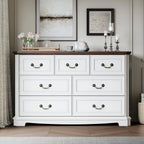 Farmhouse Dresser for Bedroom with 7 Drawer, Wood Vintage Dresser TV Stand for Living Room, Hallway