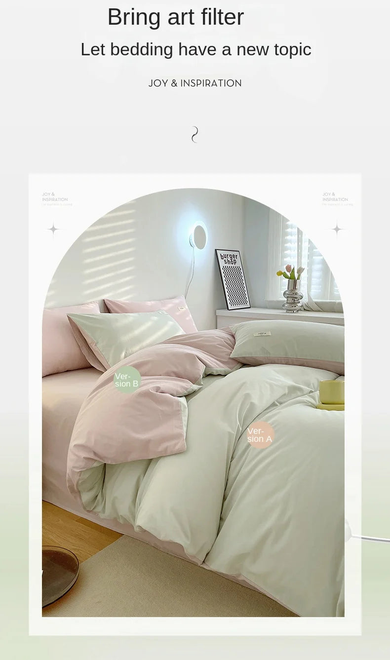 INS style high luxury solid color double-sided style single couple quilt cover soft luxury hotel & apartment & home bedding