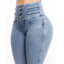 Fashion High Waist Sexy Skinny Stretch Jeans for Women Button Fly Straight Leg Pencil Pants Wrap Hips Trousers Y2K Streetwear