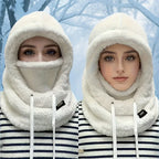 Winter plush winter cap - Elastic drawstring closure, lightweight and warm for cycling, skiing, outdoor activities. Solid color