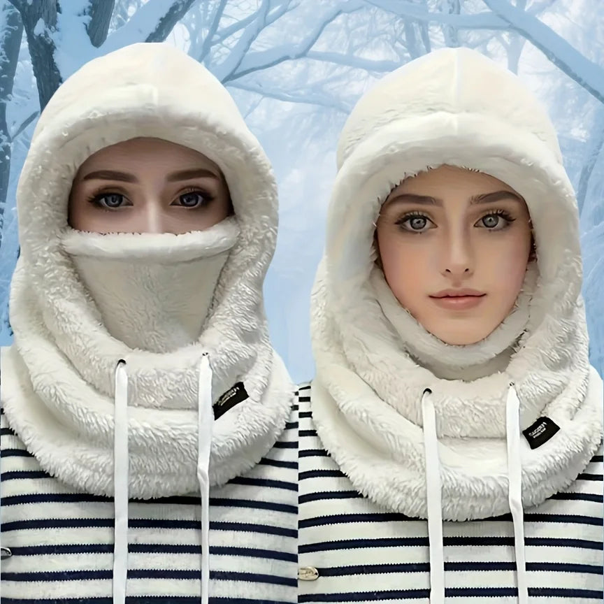 Winter plush winter cap - Elastic drawstring closure, lightweight and warm for cycling, skiing, outdoor activities. Solid color