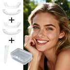 2 Sets Invisible Fake Teeth Kit, 2 Upper 2 Lower Veneers with Brush and Storage Box for Men Women