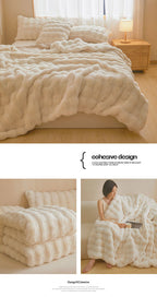 Ultra Soft Luxury Flffy Faux Rabbit Fur Blanket, Thick Winter Warm Throw Blankets, Plush Cozy Bubble Fleece Blankets Home Decor