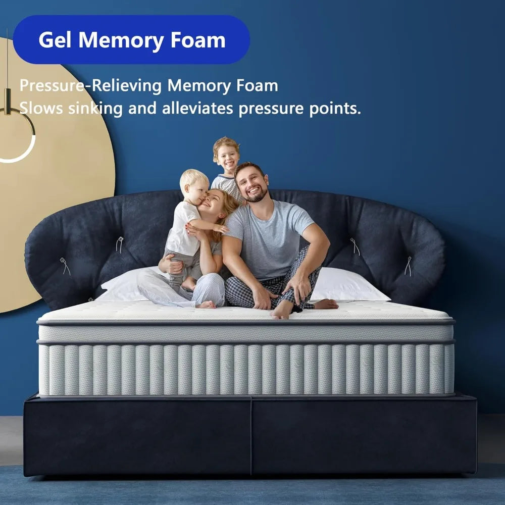 Mattress in a Box Gel Memory Foam Full Bed Mattress with Pocket Springs,Medium Firm,Pressure Relief Customized