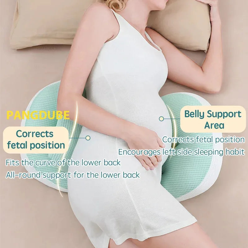 PANGDUBE Pregnancy Pillow with 1pc Free An Auxiliary Pillow Cotton Waist Support Pillow for Pregnant Women Sleeping Body Pillow Secondary image