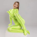 Sexy Women Bodysuit One-piece Swimsuit Silky Tights Shiny Pantyhose Wetsuit Yoga Zentai Plus Size cycling Overalls Jumpsuits