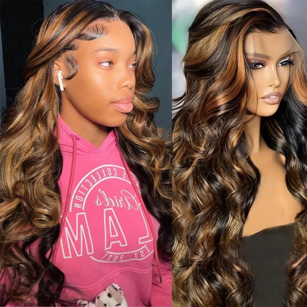 1B/30 Ombre Highlight Lace Front Wigs Human Hair 13x6 Body Wave Wig Human Hair 13x4 Transparent Lace Frontal Wigs For Women Secondary image