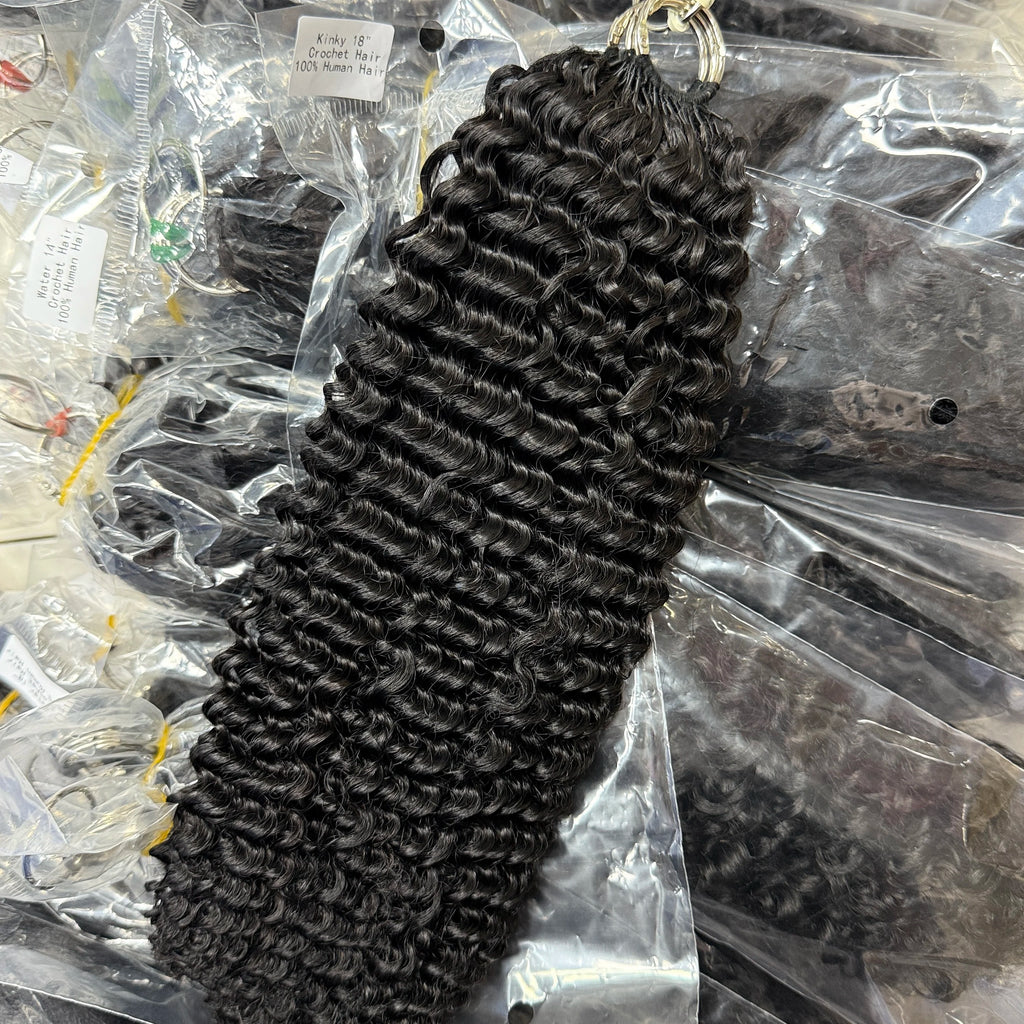 NABI Pre-Separated Crochet Human Hair Bundle Miracle Knots Braiding 14-18inch Water Wave Curly 100% Human Hair for Women