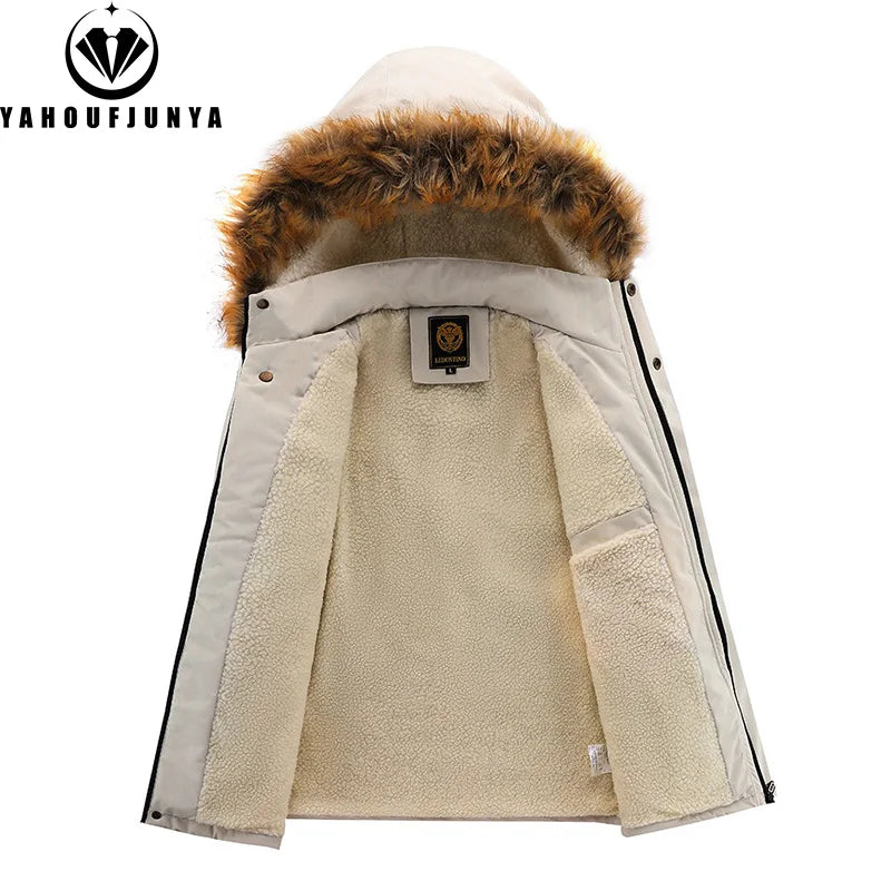 New Winter Men Outwear Fleece Warm Removable Hooded Hiking Jacket Men Outdoor Windproof Casual Fashion Jacket Coat Male Clothing Secondary image